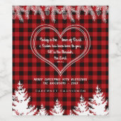 Rode Buffalo Patroon Bijbelvers Kerstmis Grove Den Wijn Etiket (Enkel label)