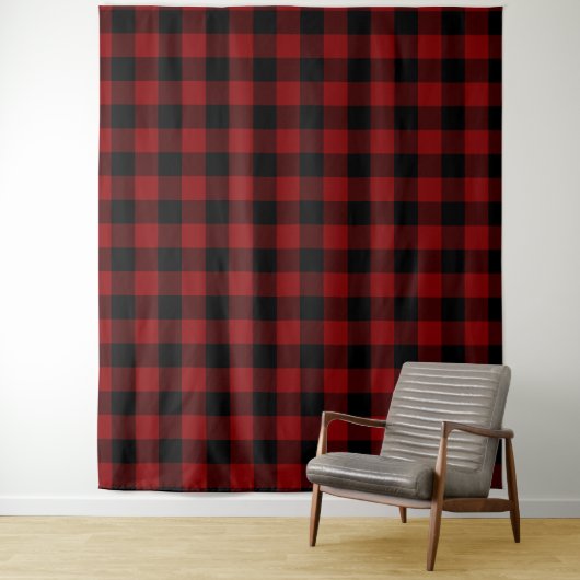 Rode Buffalo Plaid Achtergrond Muur Bekleding Wandkleed (In situ)