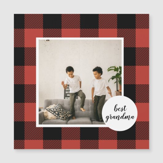 Rode Buffalo Plaid Beste Oma Cadeau Met Foto (Voorkant)