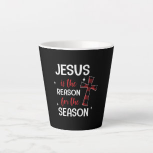 Rode Buffalo Plaid Cross Kerstmis Ontwerp Latte Mok