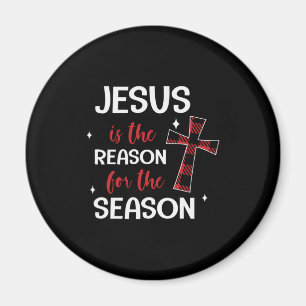 Rode Buffalo Plaid Cross Kerstmis Ontwerp Magneet