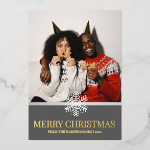 Rode Buffalo Plaid elegante kerst familie foto Folie Feestdagenkaart