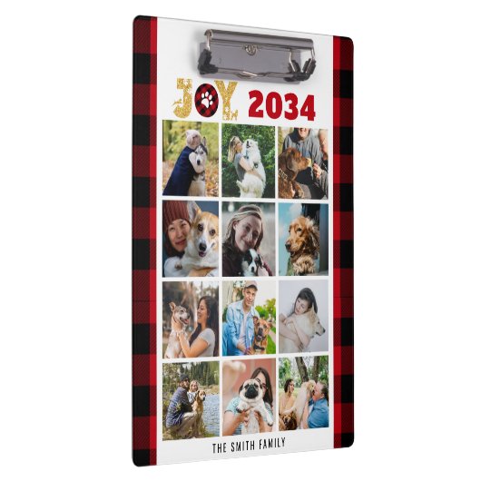 Rode Buffalo Plaid Hondenliefhebber Aangepaste Fot Klembord (Rechts)