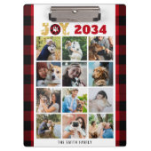 Rode Buffalo Plaid Hondenliefhebber Aangepaste Fot Klembord (Voorkant)