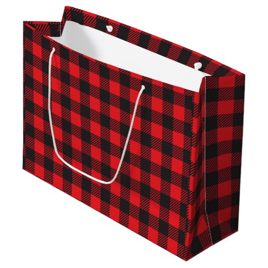 RODE BUFFALO PLAID PRINT | Grote Gift Bag Groot Cadeauzakje (Voorkant Gekanteld)