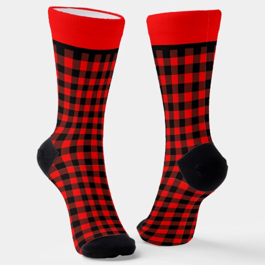 Rode Buffalo Plaid Sokken (Gebogen)