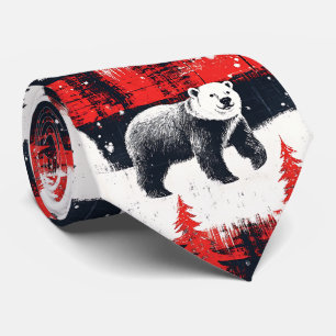 Rode Buffalo Plaids IJsbeer Stropdas