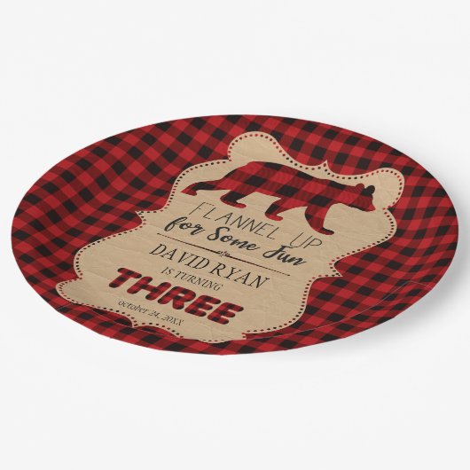Rode Buffalo speelde verjaardag DRIE Custom Papieren Bordje (Gekanteld)