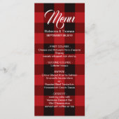 Rode buffel geruite rustieke winter bruiloft menu (Voorkant)