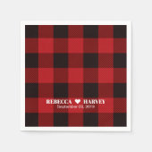 rode buffel geruite rustieke winter bruiloft servet (Voorkant)