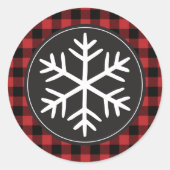 Rode buffel geruite sneeuwvlok sticker (Voorkant)