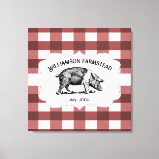 Rode Buffel Plaid Boerderij Varken Canvas Print