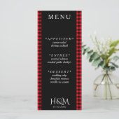 Rode Buffel Plaid Diner Bruiloft Receptie Menu (Staand voorkant)