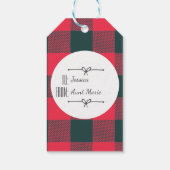 Rode Buffel Plaid Kerst Feestdagen Naam Sjabloon Cadeaulabel (Achterkant)