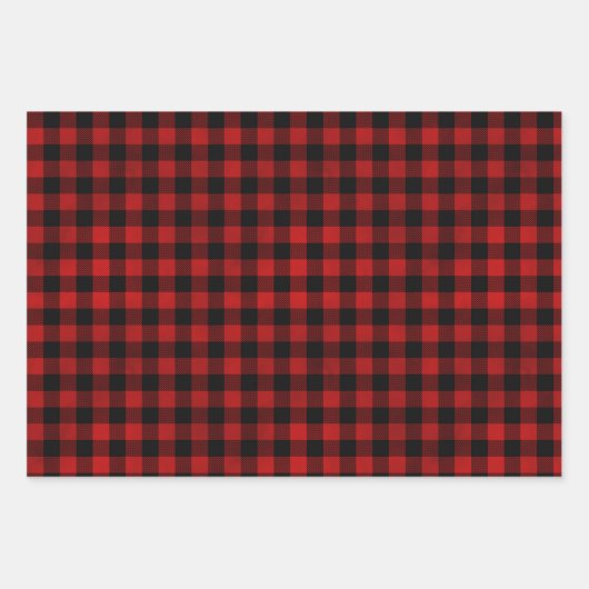 Rode buffel plaid + kraft bos kerstcadeau inpakpapier vel (Voorkant 3)