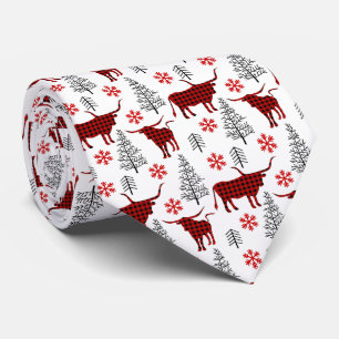 Rode Buffel Plaid Longhorn Patroon Stropdas