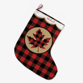 Rode Buffel Plaid Maple Leaf gepersonaliseerd Grote Kerstsok (Voorkant (Hangend))