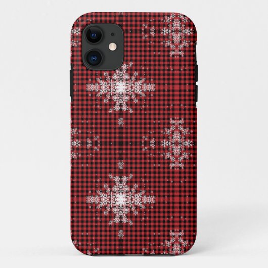 Rode Buffel Plaid Sneeuwvlok Patroon Case-Mate iPhone Case (Achterkant)