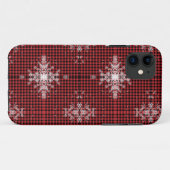 Rode Buffel Plaid Sneeuwvlok Patroon Case-Mate iPhone Case (Achterkant (horizontaal))