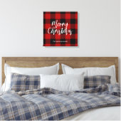 Rode Buffel Plaid & Vrolijk Kerstfeest |Persoonlij Canvas Afdruk (Insitu (Slaapkamer))