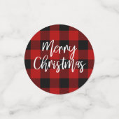 Rode Buffel Plaid & Vrolijk Kerstfeest |Persoonlij Confetti (Kleine voorkant)