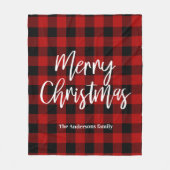 Rode Buffel Plaid & Vrolijk Kerstfeest |Persoonlij Fleece Deken (Voorkant)