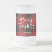 Rode Buffel Plaid & Vrolijk Kerstfeest |Persoonlij Matglas Bierpul (Center)