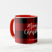 Rode Buffel Plaid & Vrolijk Kerstfeest |Persoonlij Mok (Voorkant links)
