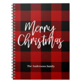 Rode Buffel Plaid & Vrolijk Kerstfeest |Persoonlij Notitieboek (Voorkant)