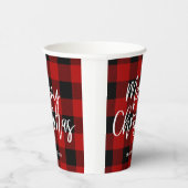 Rode Buffel Plaid & Vrolijk Kerstfeest |Persoonlij Papieren Bekers (Rechts)
