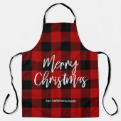 Rode Buffel Plaid & Vrolijk Kerstfeest |Persoonlij Schort (Voorkant)