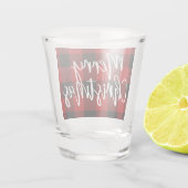 Rode Buffel Plaid & Vrolijk Kerstfeest |Persoonlij Shot Glas (Achterkant)