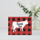 Rode buffelcontrole met koe bedankkaart (Staand voorkant)