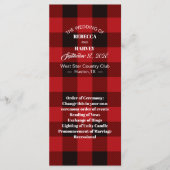 rode buffelplaid rustische winter bruiloft program programma (Voorkant)