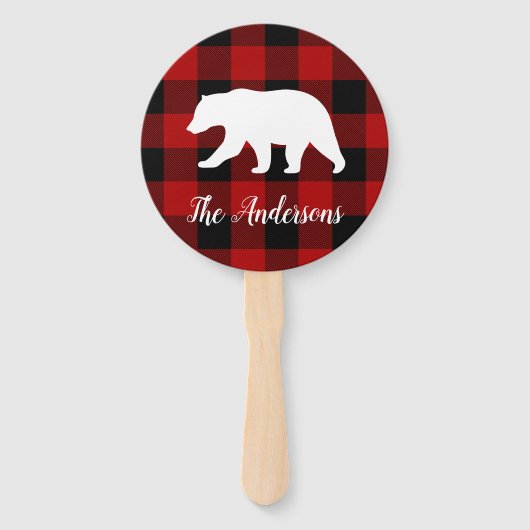 Rode buffels en Beer | Persoonlijke naam Cadeaut Handwaaier (Achterkant)