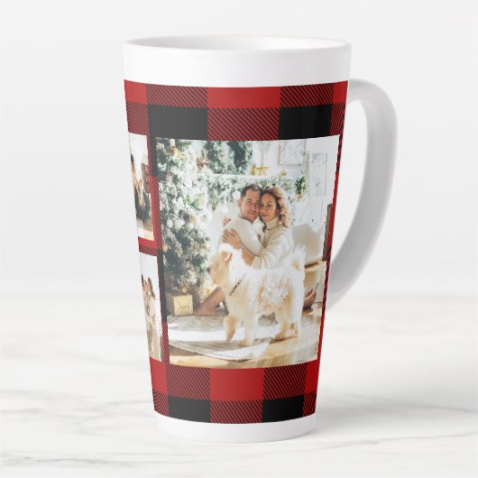 Rode buffels en collage foto's met Initiaal Latte Mok (Rechterhoek)