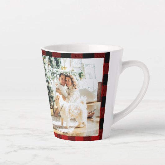 Rode buffels en collage foto's met Initiaal Latte Mok (Rechts)