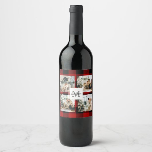 Rode buffels en collage foto's met Initiaal Wijn Etiket (Voorkant)