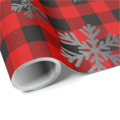 Rode buffels en glitterneeuwvlokken cadeaupapier (Rol Hoek)