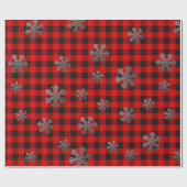 Rode buffels en glitterneeuwvlokken cadeaupapier (Vlak)