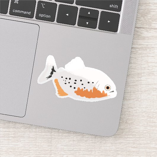 Rode Buik Piranha Vis Sticker (Detail)