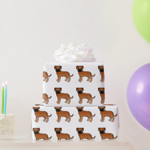 Rode Bullmastiff Mopshond Cartoones Patroon Cadeaupapier