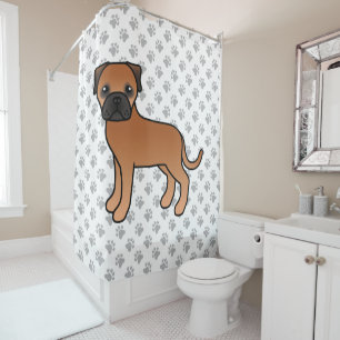 Rode Bullmastiff Schattige Cartoon Hond Douchegordijn