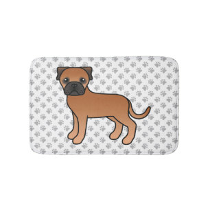 Rode Bullmastiff Schattige Cartoon Hond & Pootjes Badmat