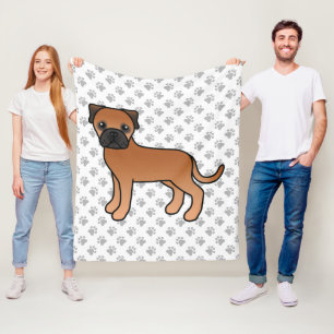 Rode Bullmastiff Schattige Cartoon Hond & Pootjes Fleece Deken