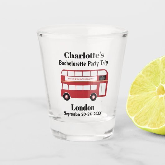 Rode bus uit Londen Engeland Bruidsfeest Favor Shot Glas (Voorkant)