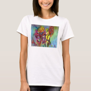 RODE BUTTERFLIES OP GEEL THISTLS, BLUE SKY Floral T-shirt