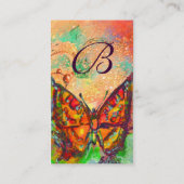 RODE BUTTERFLY PINK YELLOW GOLD SPARKLES Monogram Visitekaartje (Achterkant)