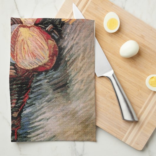 Rode Cabbages en uien door Vincent van Gogh Theedoek (Quarter Fold)