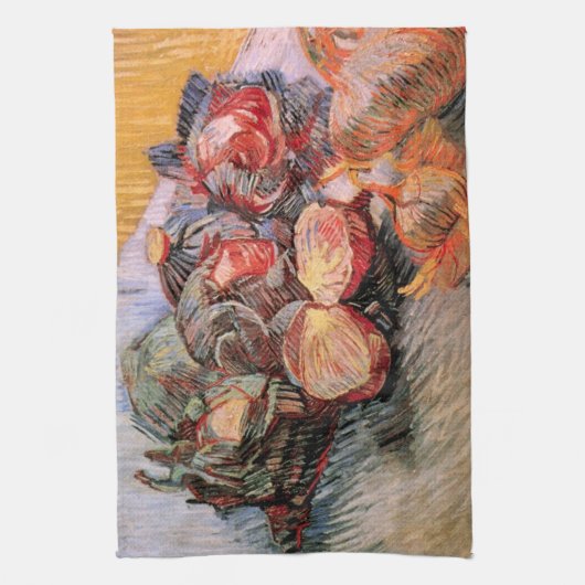 Rode Cabbages en uien door Vincent van Gogh Theedoek (Verticaal)